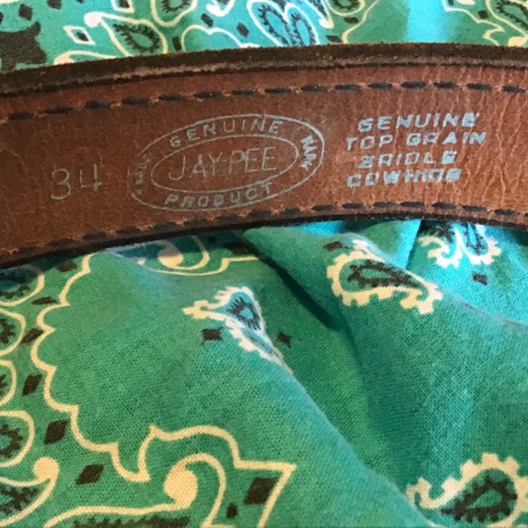 Western genuine top grade cowhide leather JAY-PEE size34 black belt - Picture 2 of 6